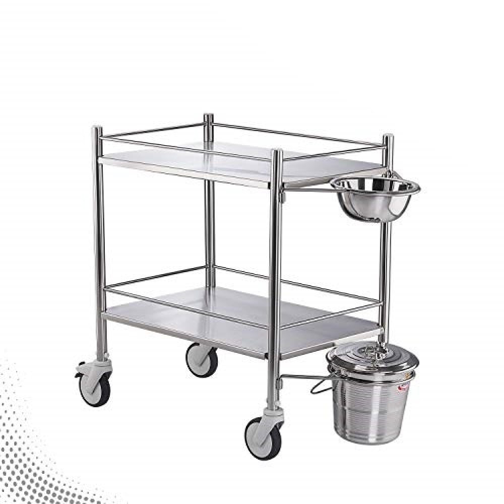 Dressing Trolley All Stainless Steel with Bowl and Bucket