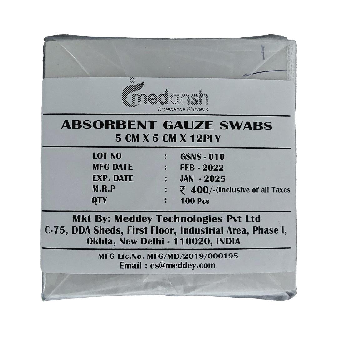 Absorbent Gauze Swabs 12 Ply Non Sterile (Pack of 100 pcs)