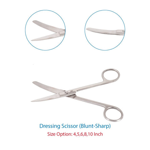 Dressing Scissors (Curved) Blunt Sharp SS Delux Quality