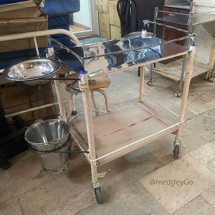 Dressing Trolley MS Frame and SS Top with Bowl and Bucket