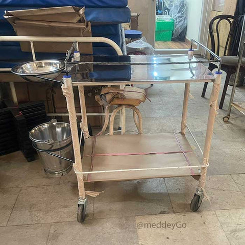 Dressing Trolley MS Frame and SS Top with Bowl and Bucket