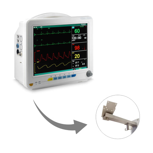 5 Para Monitor SpO2, HR, NIBP, ECG, RESP, 2 Temp with Wall Mounted Stand With 1 Year Warranty