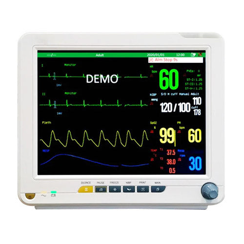 5 Para Monitor SpO2, HR, NIBP, ECG, RESP, 2 Temp with Wall Mounted Stand With 1 Year Warranty