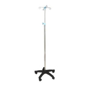 IV Stand with 4 Hooks Stainless Steel Pipe and Fiber or Metal Base