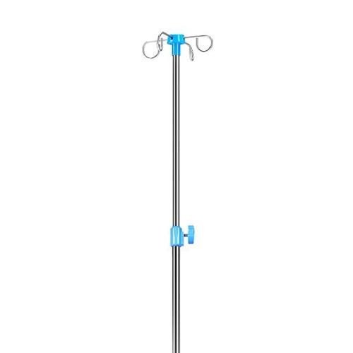IV Stand with 4 Hooks Stainless Steel Pipe and Fiber or Metal Base