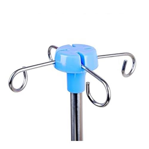 IV Stand with 4 Hooks Stainless Steel Pipe and Fiber or Metal Base