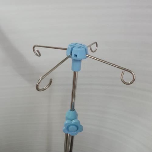 IV Stand with 4 Hooks Stainless Steel Pipe and Fiber or Metal Base
