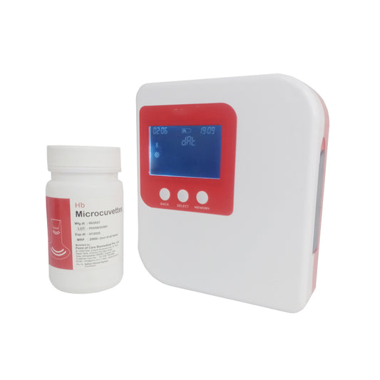 Digital Hemoglobin Meter with Reagent Free Microcuvette Techonology