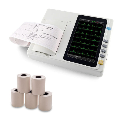 3 Channel ECG Machine 7 Inch Touch Screen and 5 ECG Paper Rolls with 1 Year Warranty