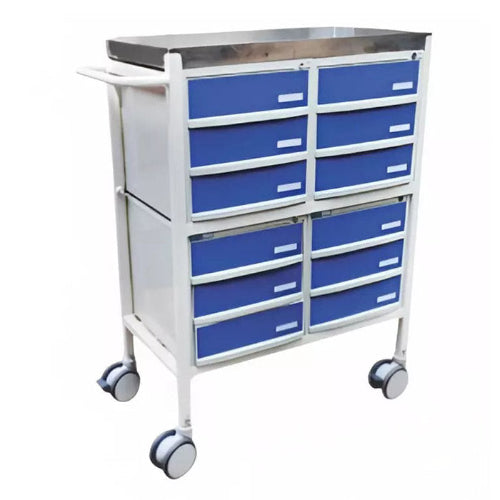 Crash Cart Trolley Double Drawers