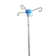 IV Stand with 4 Hooks Chrome Plated Pipe and Metal Base