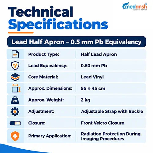 Lead Half Apron- 0.5mm Pb Equivalency