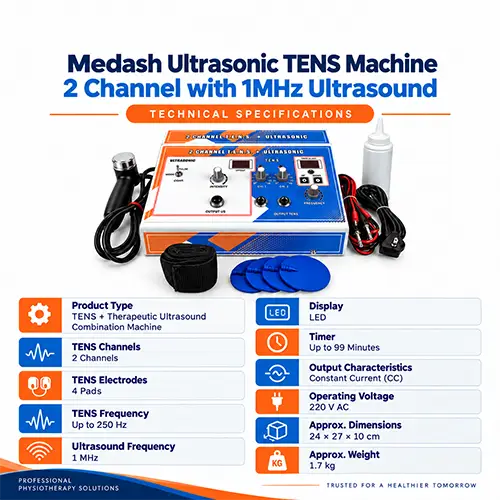 Medansh Ultrasonic with 2 channel TENS Combo Machine with 2 year warranty