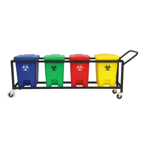 Bio Dustbin Trolley 15 Ltr 4 Bins for Hospitals