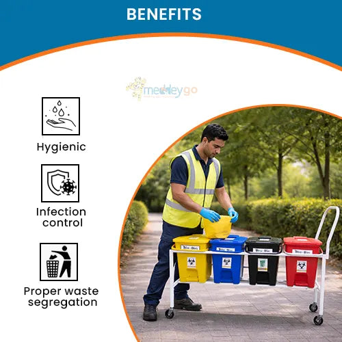Dustbin Trolley 10 Ltr 4 Bin Bio Waste Segregation