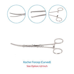 Kocher Artery Forcep Curved 6 Inch SS Delux Quality