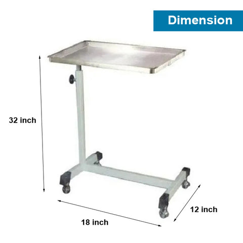 Mayo Trolley with MS Frame and Stainless Steel Tray