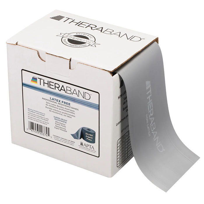 Original Theraband Resistive Band Latex Free Silver Super Heavy 25 Yds Roll DISP