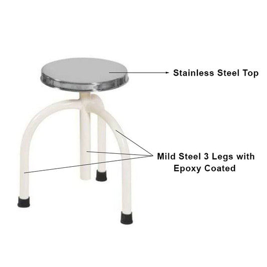 Revolving Patient Stool 3 Leg SS Top