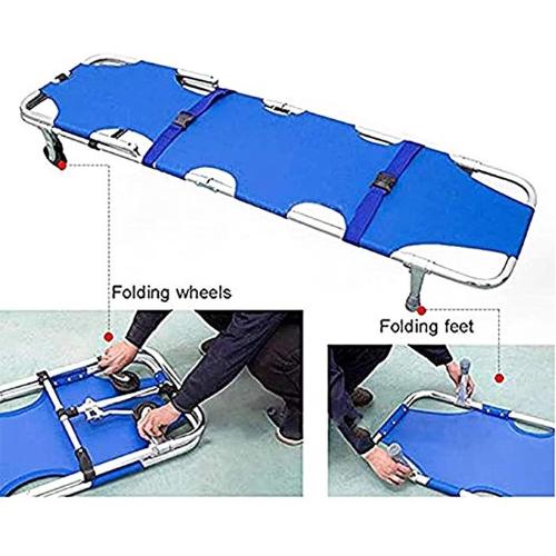 2 Fold Metal Folding Stretcher with wheels