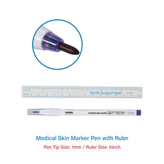 Medical Skin Marker Pen with Ruler (Pack of 10)